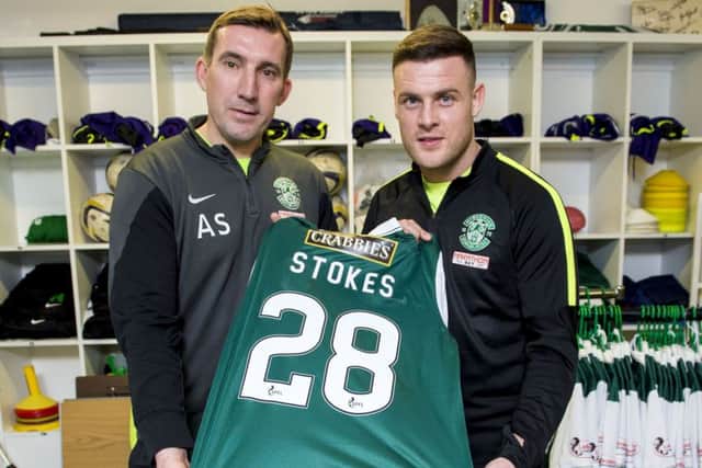 Alan Stubbs, left, who unveiled Anthony Stokes this week, is expected to give the striker his debut against St Mirren today. Picture: SNS