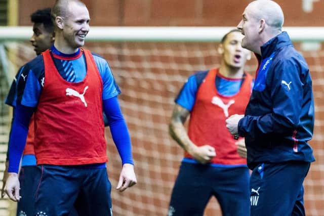 Rangers' Kenny Miller and manager Mark Warburton in training. Picture: Craig Williamson/SNS