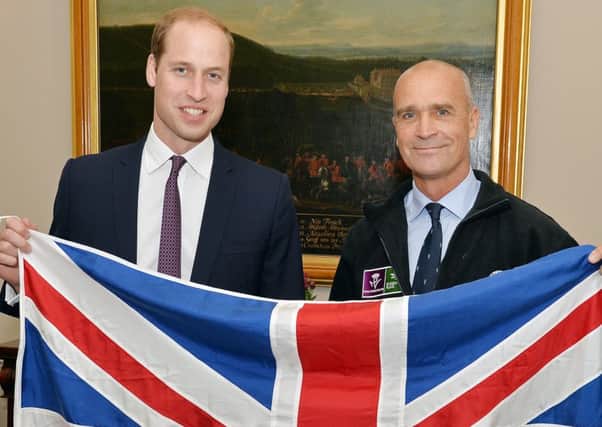 British polar explorer Henry Worsley (right) with Prince William, Duke of Cambridge. Picture: AFP/Getty Images