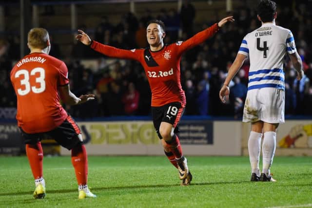 Rangers' Barrie McKay celebrates after scoring a well-worked goal. Picture: SNS Group