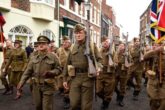 Toby Jones (left) as Captain Mainwaring in the film version of Dad's Army. Picture: Contributed