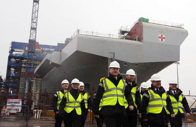 Some of the new crew at Rosyth were HMS Prince of Wales is being assembled. Picture: PA