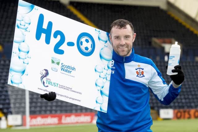 Kilmarnock striker Kris Boyd supporting the H2-0 Programme at Rugby Park today. Picture: SNS