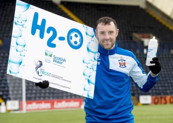 Kilmarnock striker Kris Boyd supporting the H2-0 Programme at Rugby Park today. Picture: SNS
