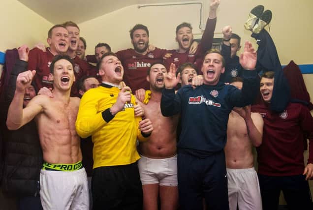 Linlithgow Rose celebrate their Scottish Cup triumph at Forfar. Picture: SNS