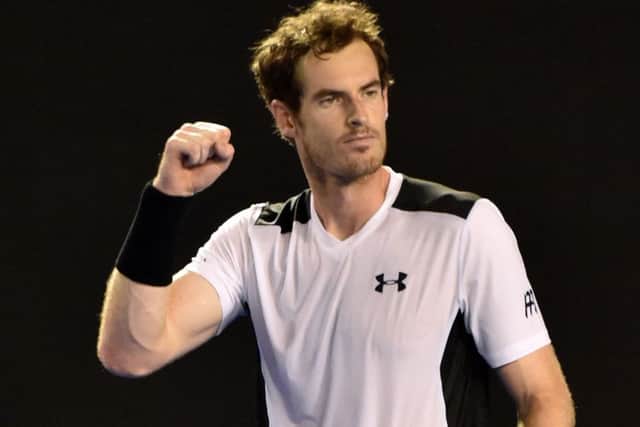 Andy Murray celebrates reaching the last four of the Australian Open. Picture: AFP/Getty Images