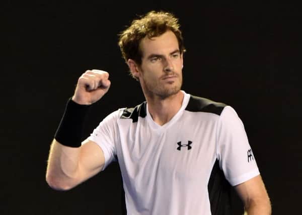 Andy Murray celebrates reaching the last four of the Australian Open. Picture: AFP/Getty Images