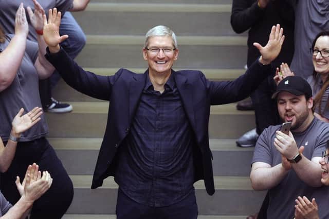 Apple chief executive Tim Cook at the firm's Edinburgh store. Picture: Neil Hanna