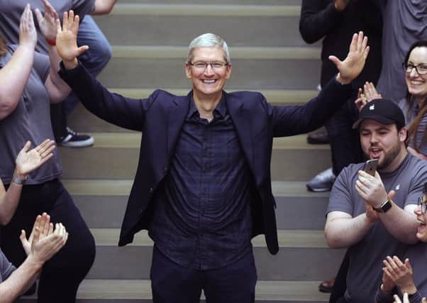 Apple chief executive Tim Cook at the firm's Edinburgh store. Picture: Neil Hanna
