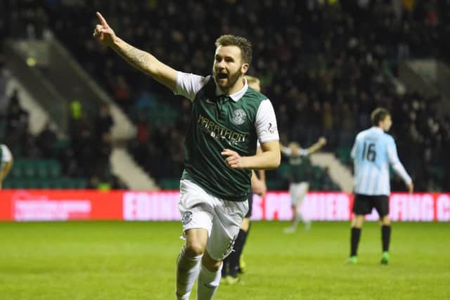 Hibernian's James Keatings will return to Tynecastle for Saturday's League Cup semi-final. Picture: Craig Foy/SNS