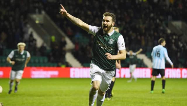 Hibernian's James Keatings will return to Tynecastle for Saturday's League Cup semi-final. Picture: Craig Foy/SNS