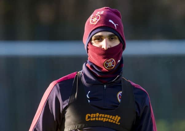 Hearts' Igor Rossi being put through his paces at training. Picture: SNS