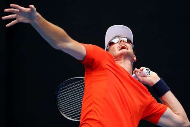 Jamie Murray serves in his doubles semi-final win with Bruno Soares of Brazil against Adrian Mannarino and Lucas Pouille of France. Picture: Getty