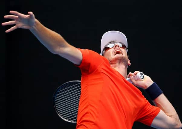 Jamie Murray serves in his doubles semi-final win with Bruno Soares of Brazil against Adrian Mannarino and Lucas Pouille of France. Picture: Getty