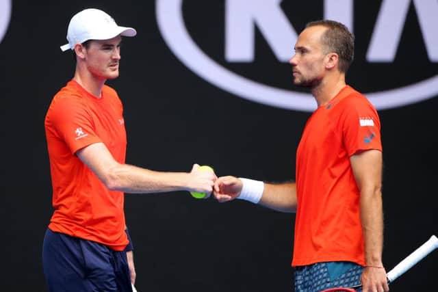 Jamie Murray and Bruno Soares are in high spirits ahead of the men's doubles final at the Australian Open.  Picture: Michael Dodge/Getty Images