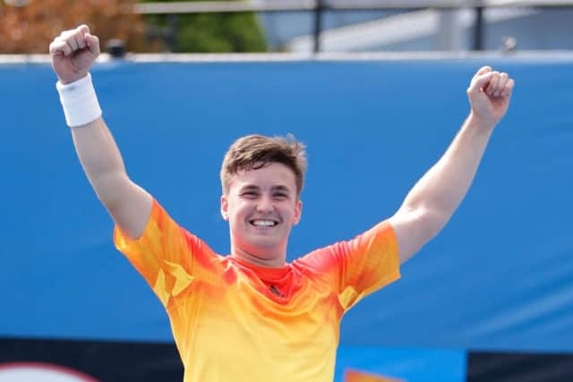 Gordon Reid celebrates his singles victory