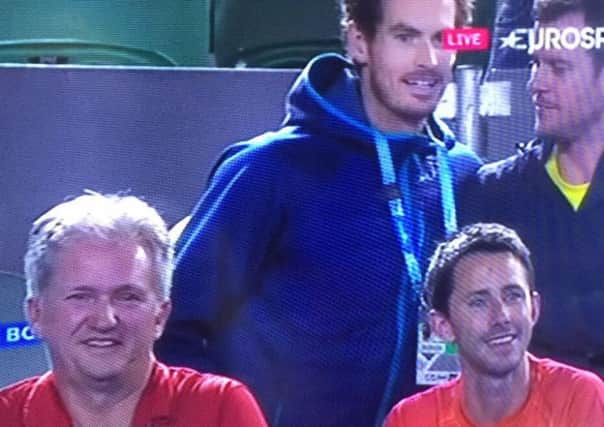 Andy Murray caught loitering in the stands watching his brother Jamie. Picture: Contributed