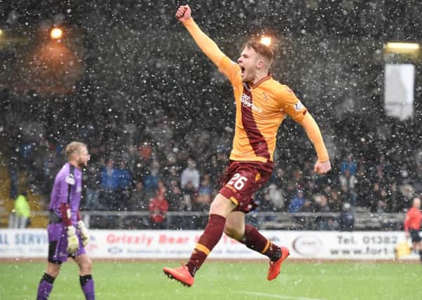 Motherwell's Chris Cadden Celebrates scoring the first goal of the game