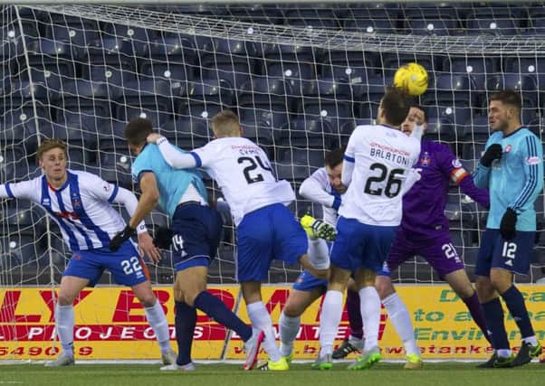 Hamilton's Carlton Morris (14) opens the scoring for his side