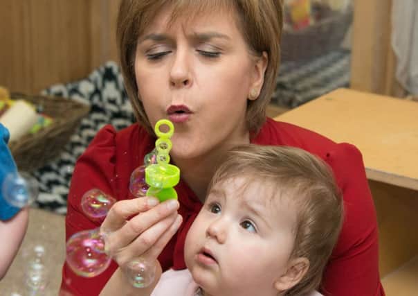 Nicola Sturgeon hopes to double current free childcare. Picture: Andrew O'Brien