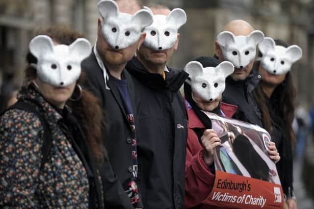 Animal rights protesters in Edinburgh, whose university is in the top five experimenters. Picture: Jayne Wright