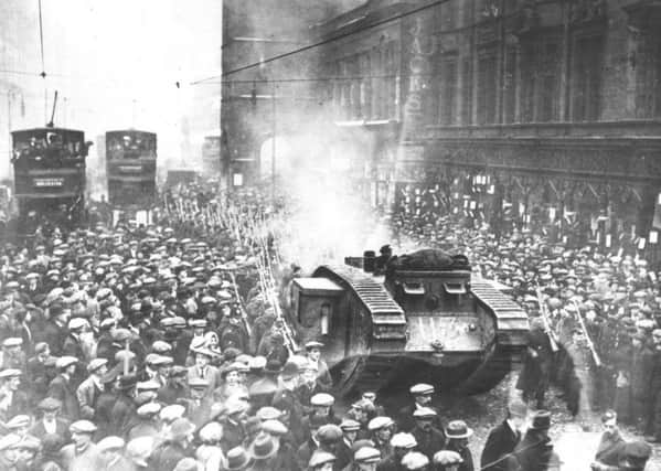 The Government sends tanks in Glasgow to deal with strikers.
