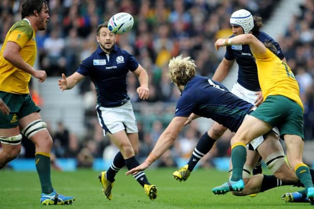 Scotland's captain Greig Laidlaw during the heartbreaking loss in the 2015 Rugby World Cup quarter-finals. Picture: Jane Barlow