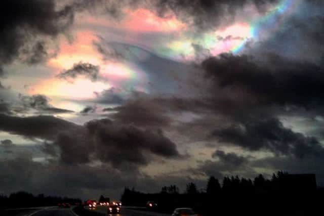 The nacreous cloud was spotted by a motorist over the A77 yesterday. Image: Matthew Rafferty