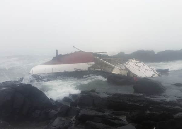 The remains of the yacht Tara are breaking up on the coastline. Image: Mariette de Jager/NSRI