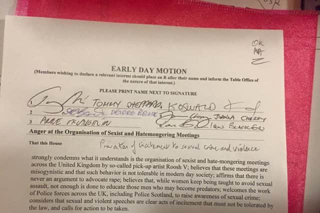 Tommy Sheppard's motion against the meetings. Picture: Tommy Sheppard