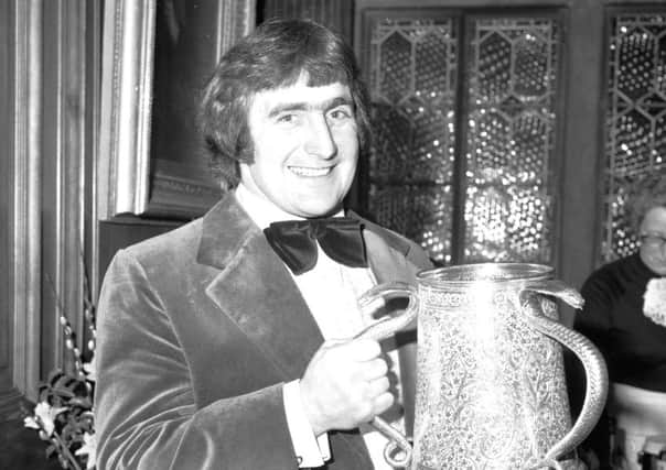 Scotland captain Ian McLauchlan with the Calcutta Cup at a reception held in The Scotsman building in February 1976.