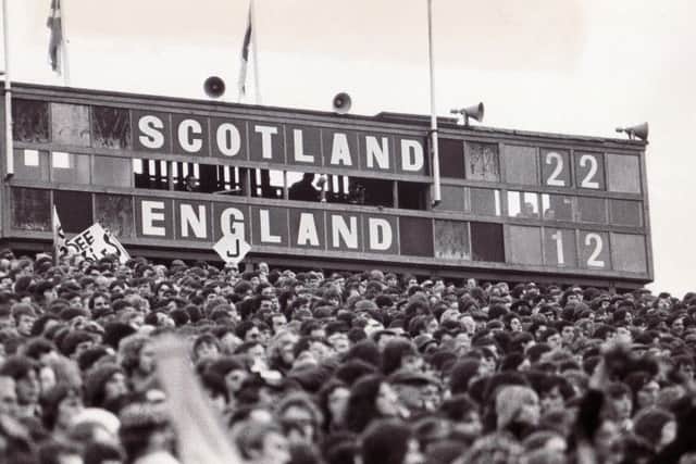 Final score on the old scoreboard high on the Murrayfield east terracing.