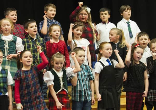 05-02-2016 Pupils from High Mill Primary entertained with poetry, song and dance at their Scottish Show. Picture Sarah Peters.