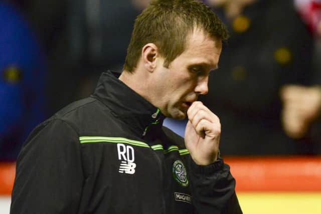 Celtic manager Ronny Deila looks disconsolate at full time. Picture: SNS