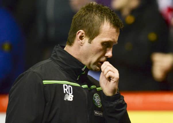 Celtic manager Ronny Deila looks disconsolate at full time. Picture: SNS