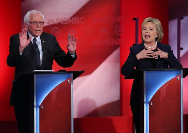 Democratic presidential candidates former Secretary of State Hillary Clinton and Bernie Sanders. Picture: Getty Images