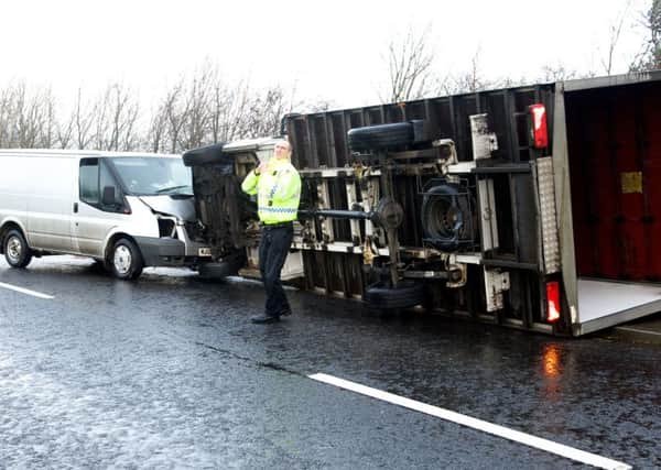 Restrictions on lorries in strong winds could prevent them from being blown over. Picture: TSPL