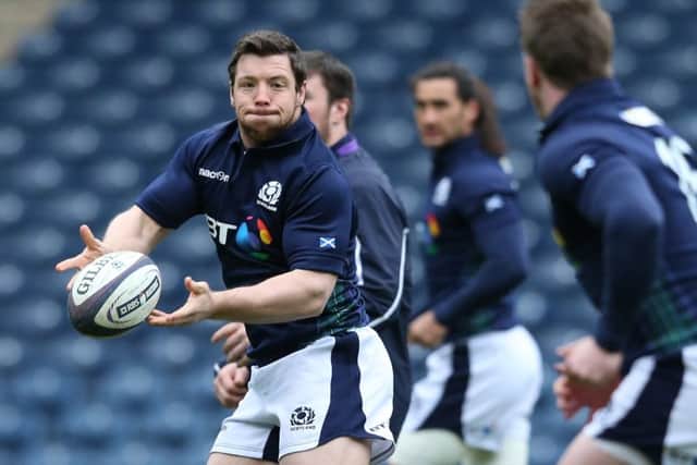 Alasdair Dickinson trains for Scotland's Six Nations opener against England. Picture: David Rogers/Getty Images