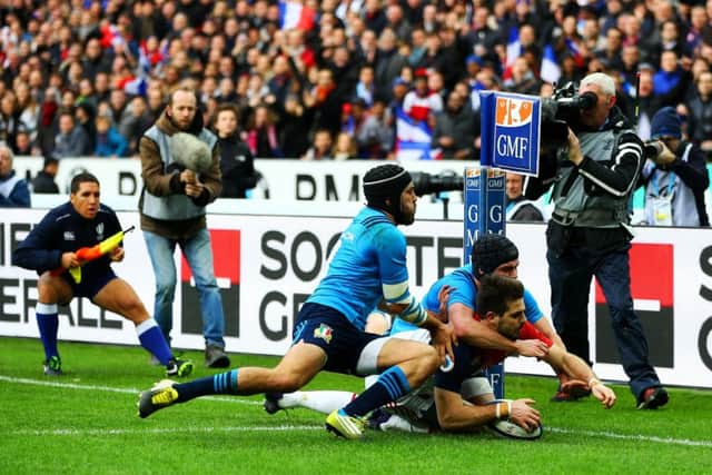 Hugo Bonneval of France scores his team's third try. Picture: Getty