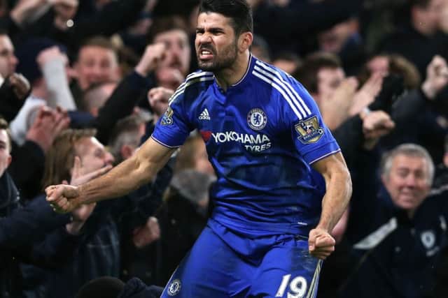 Diego Costa celebrates his 90th-minute equalising goal. Picture: PA