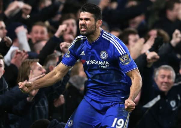 Diego Costa celebrates his 90th-minute equalising goal. Picture: PA