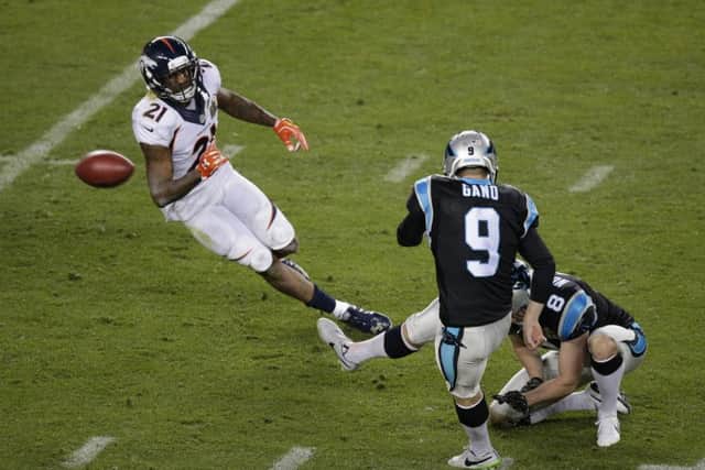 Carolina Panthers Graham Gano (9) misses a field goal during the second half of the NFL Super Bowl 50. Picture: AP