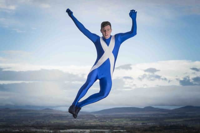 Josh Quigley, is now raising awareness of mental health issues by travelling around the world dressed in a saltire morphsuit. He is calling himself the Tartan Explorer