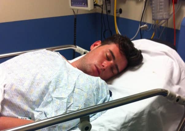 Josh Quigley in hospital following his suicide attempt
