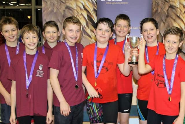 Crathes Primary School swimmers, with the cup.