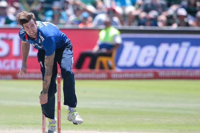 Reece Topley, bowling to JP Duminy on Saturday, is targeting a 5-0 whitewash of South Africa. Picture: AFP/Getty Images