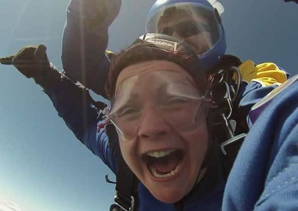 Claire-Ann McCallum completes her first skydive.