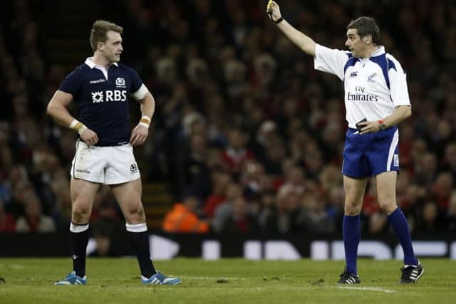 Scotland's Stuart Hogg was sent off in Cardiff two years ago after initially being shown the the yellow card. Picture: Adrian Dennis/AFP/Getty Images