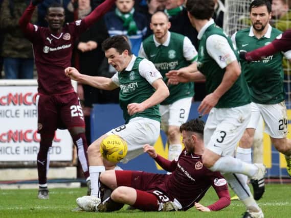 The Scottish Cup fifth round replay between Hibs and Hearts will not be broadcast on television. Picture: SNS