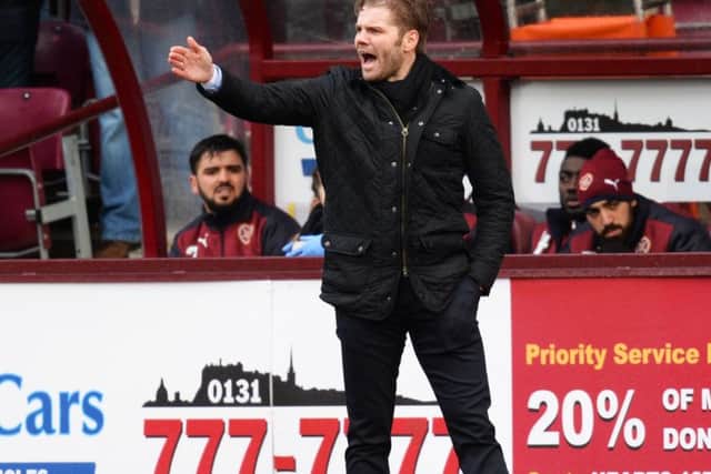 Hearts head coach Robbie Neilson directs his players against Hibs. Picture: Rob Casey/SNS